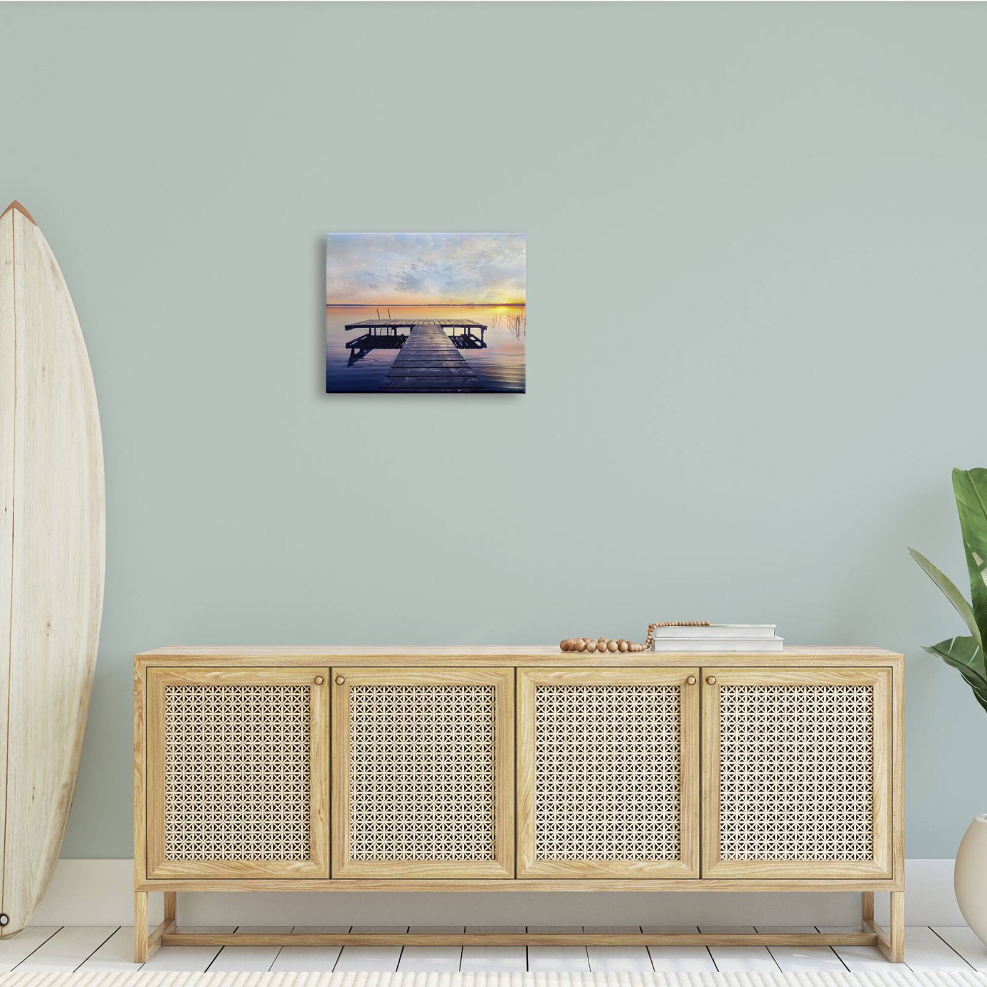 Stupell Industries Tranquil Lake Dock Sunset Nautical Summer Sanctuary Canvas Wall Art